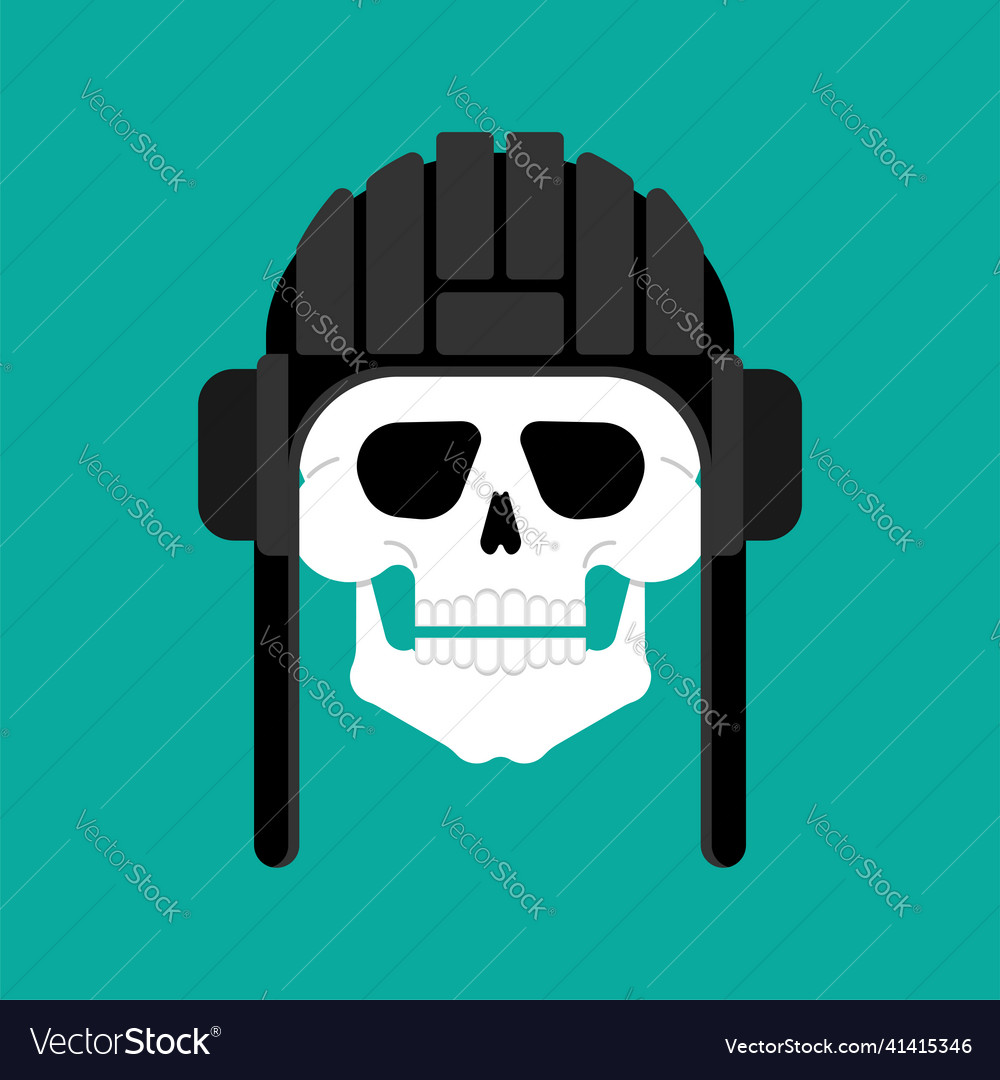 Skull in tank helmet tanker trooper skeleton head