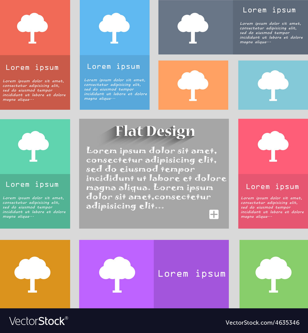 Tree forest icon sign set of multicolored buttons