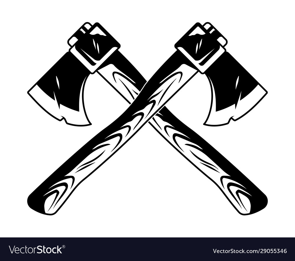 Wooden two axe across isolated