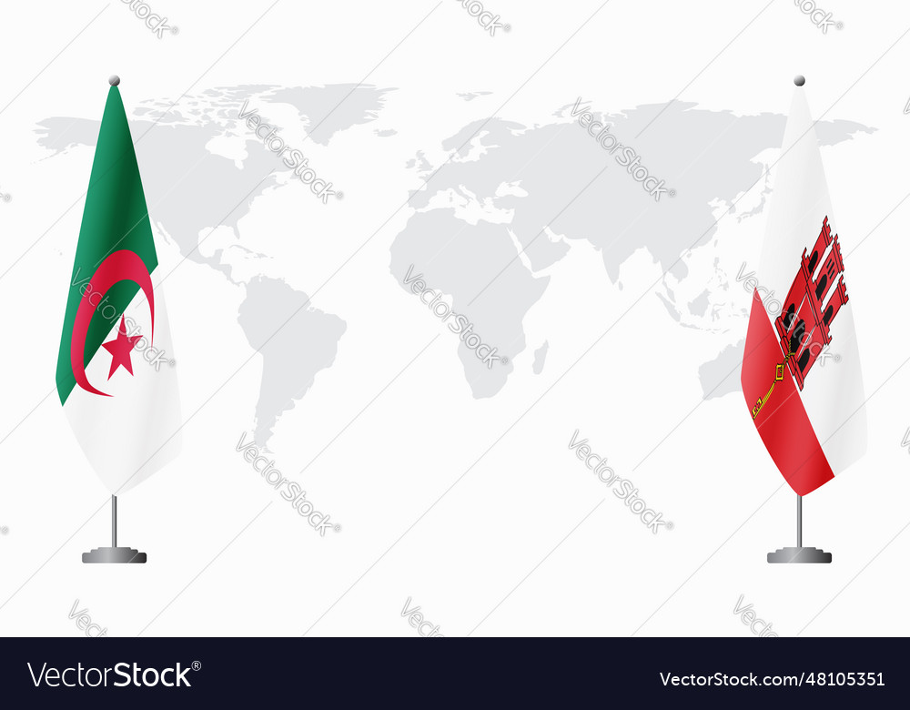 Algerien und Gibraltar Flaggen für das offizielle Treffen