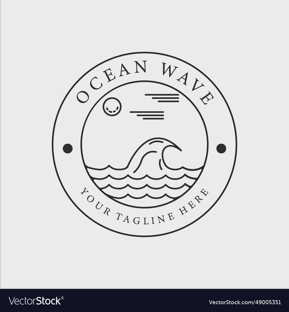 Beach island logo line art template graphic design