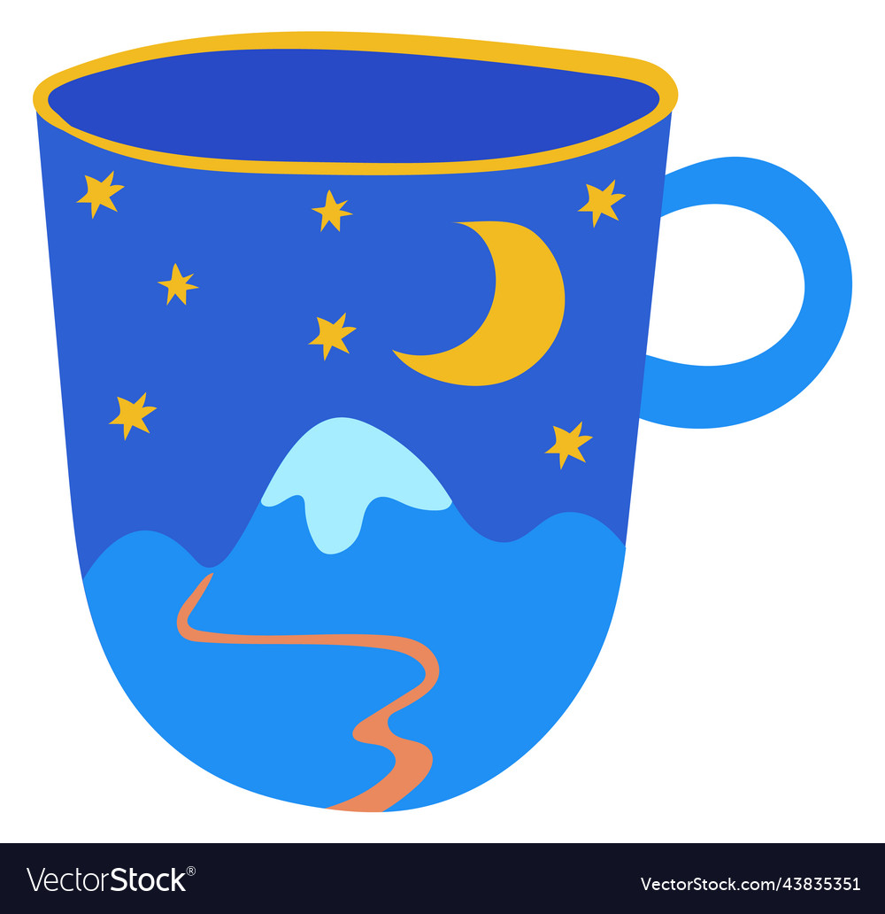 Hand Drawn Cup Blue Doodle Tea Mug Royalty Free Vector Image 9445