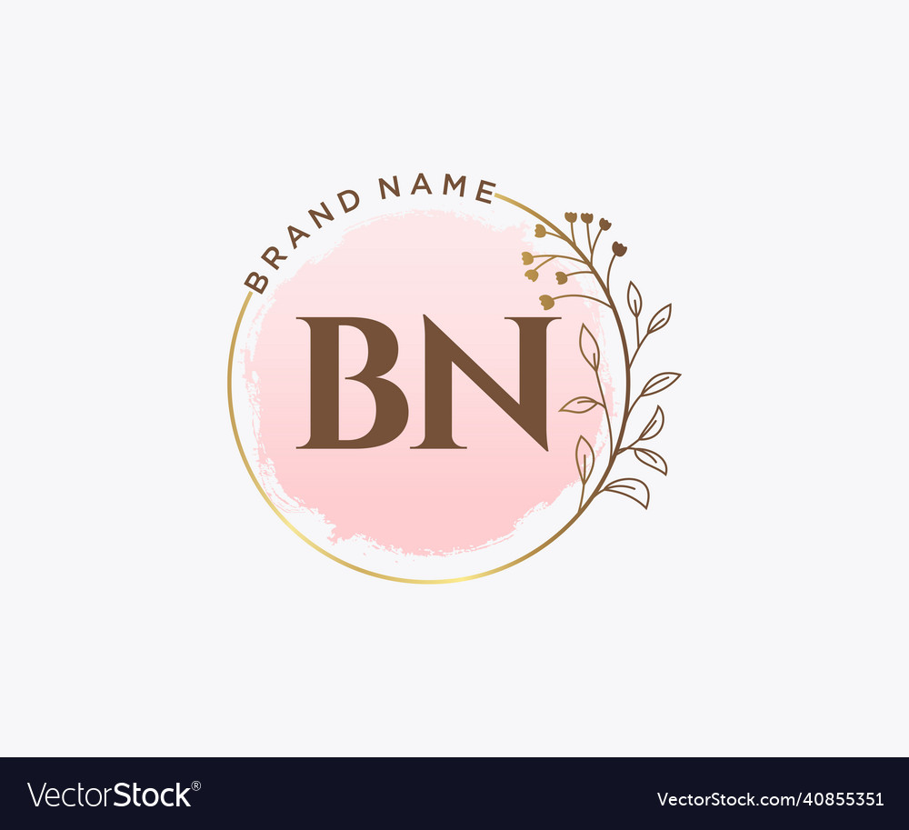 Initial bn feminine logo usable for nature salon