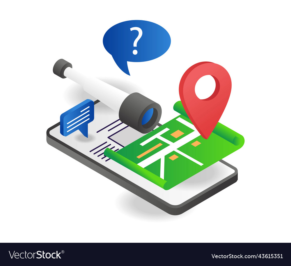 Map app for location address binoculars vector image Map app for location address binoculars