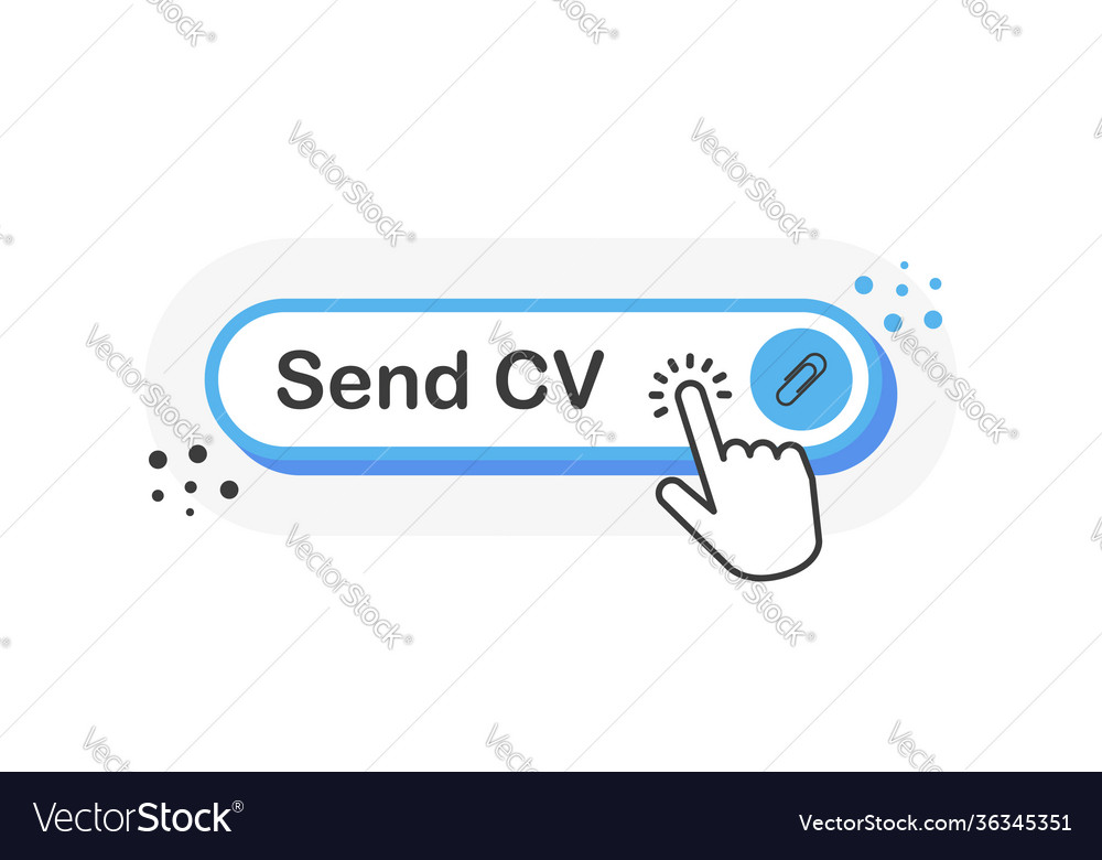 Send cv blue 3d button with mouse pointer clicking vector image Send cv blue 3d button with mouse pointer clicking