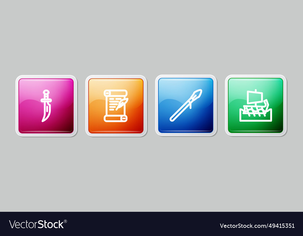 Set line dagger decree parchment scroll medieval vector image Set line dagger decree parchment scroll medieval