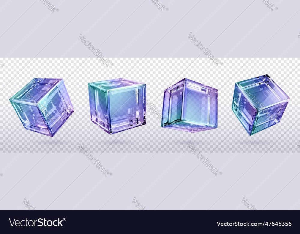 3d Crystal Light Holographic Glass Cube Royalty Free Vector