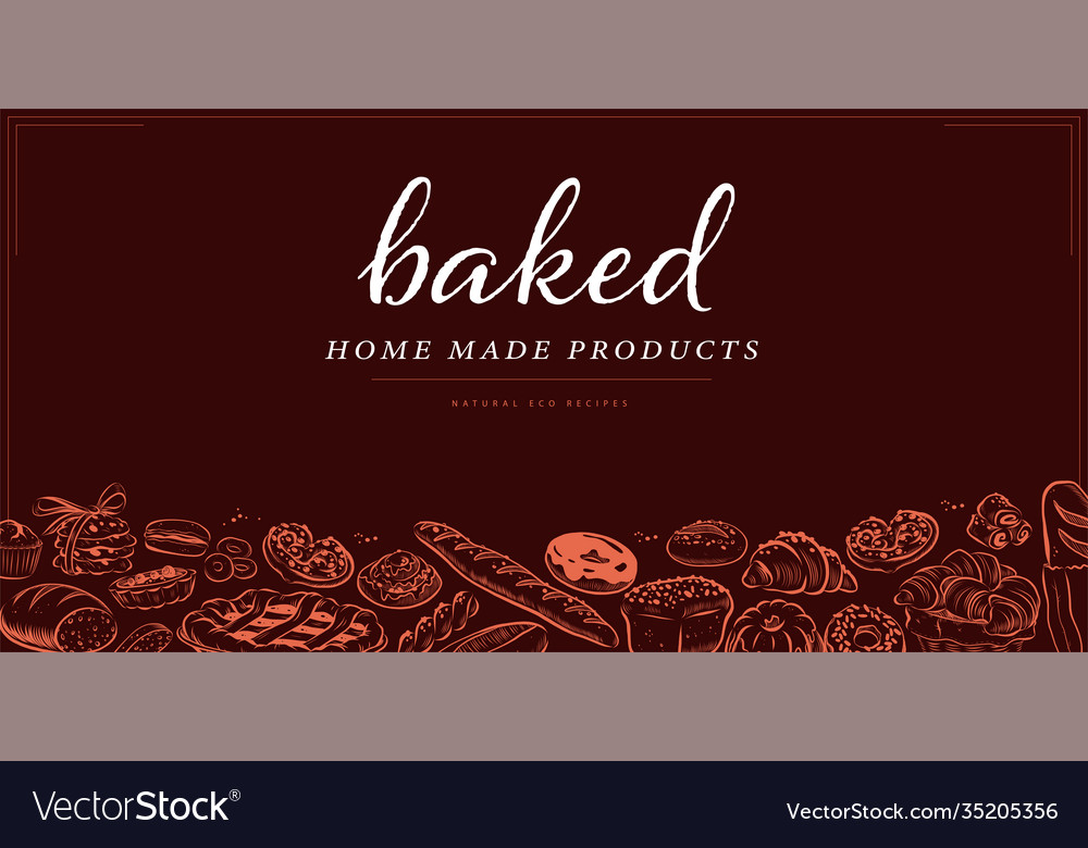 Bakery decor design template with bottom pattern vector image Bakery decor design template with bottom pattern