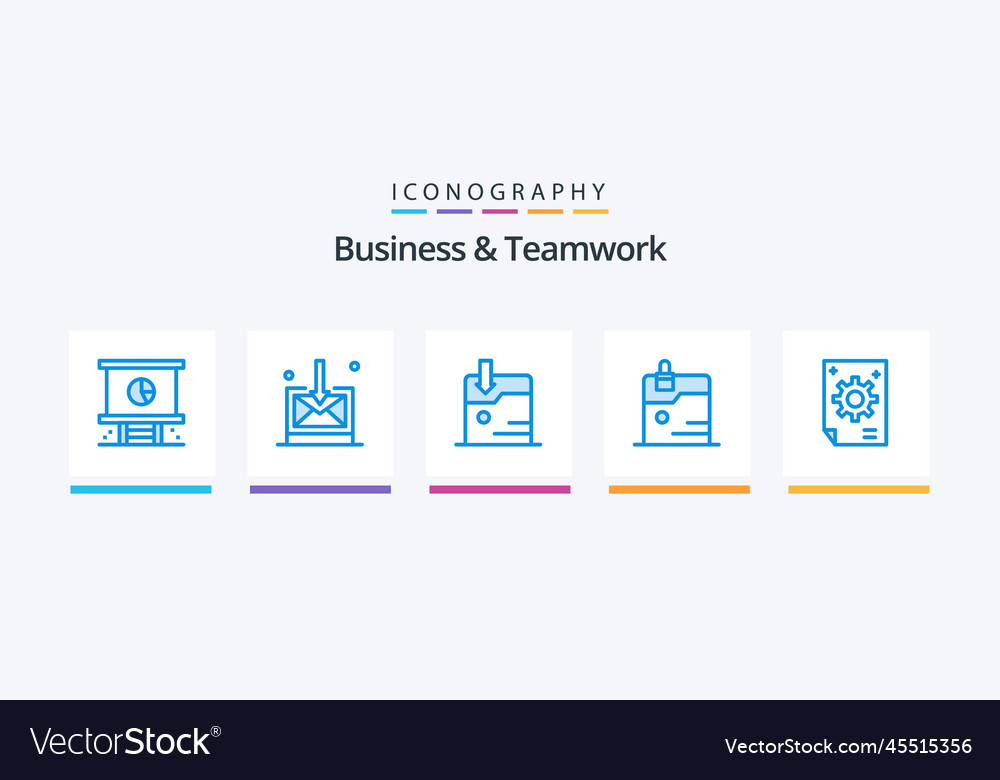 Business and teamwork blue 5 icon pack including