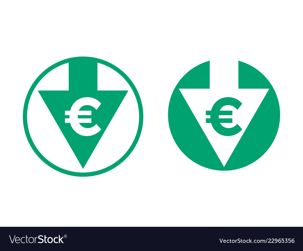 Cost Price Euro Decrease Exchange Index Icon Vector Image