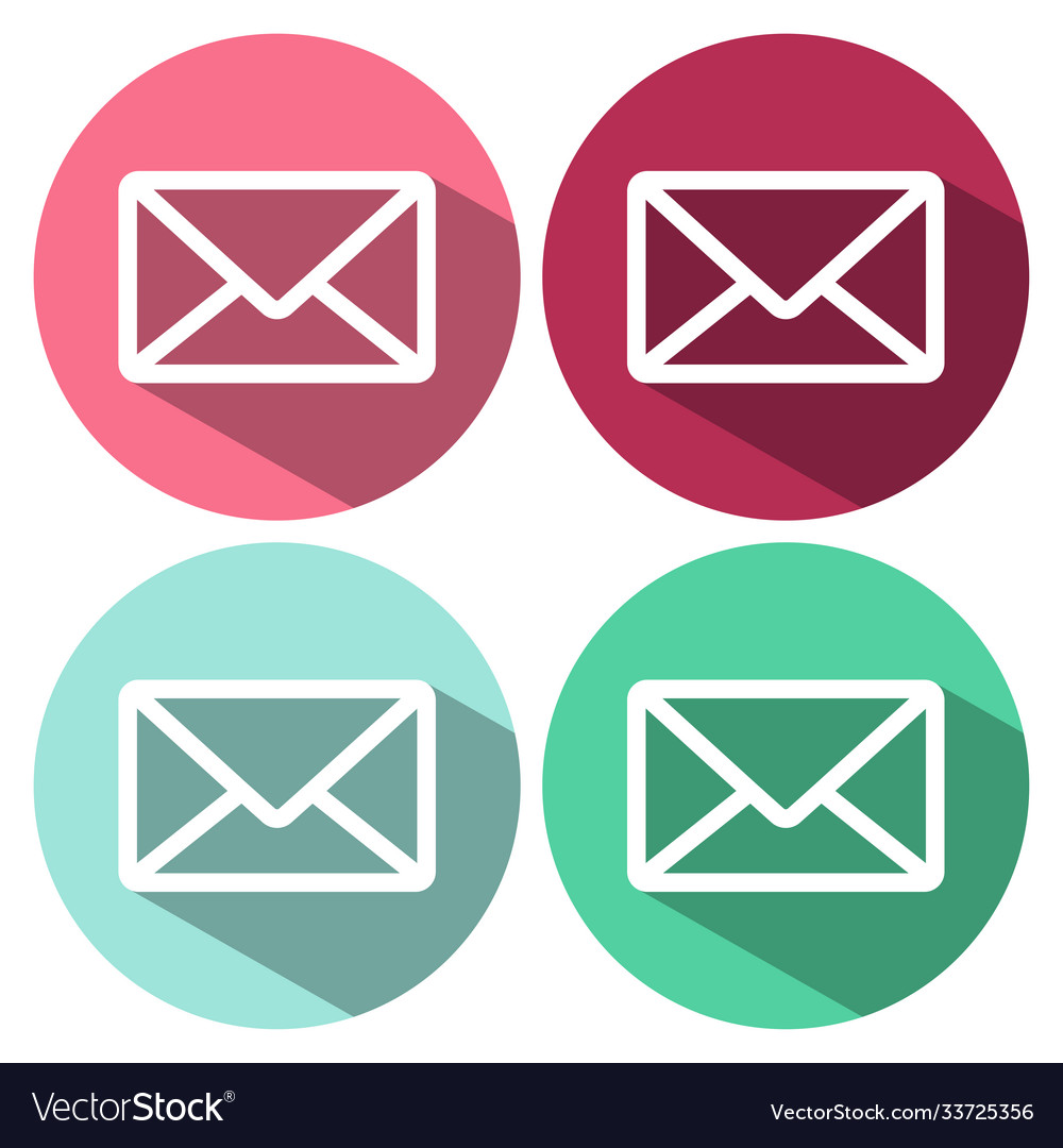 Envelope mail icon in flat style with long shadow