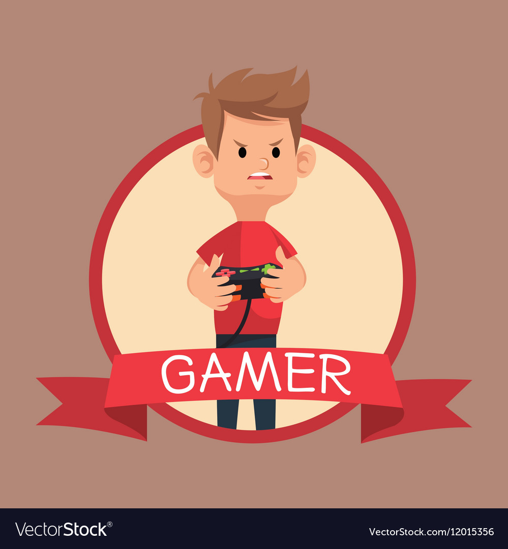 Gamer red tshirt control banner brown background