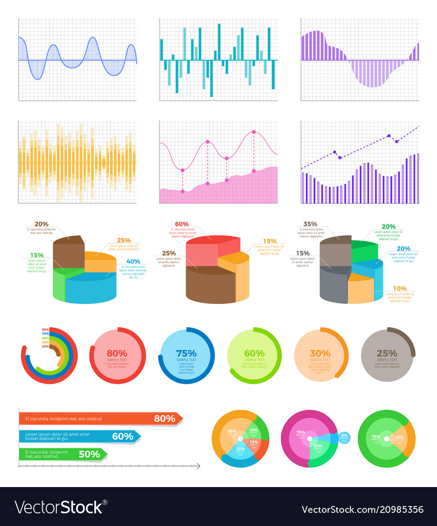 Graphics on coordinate system and bright diagrams vector image Graphics on coordinate system and bright diagrams