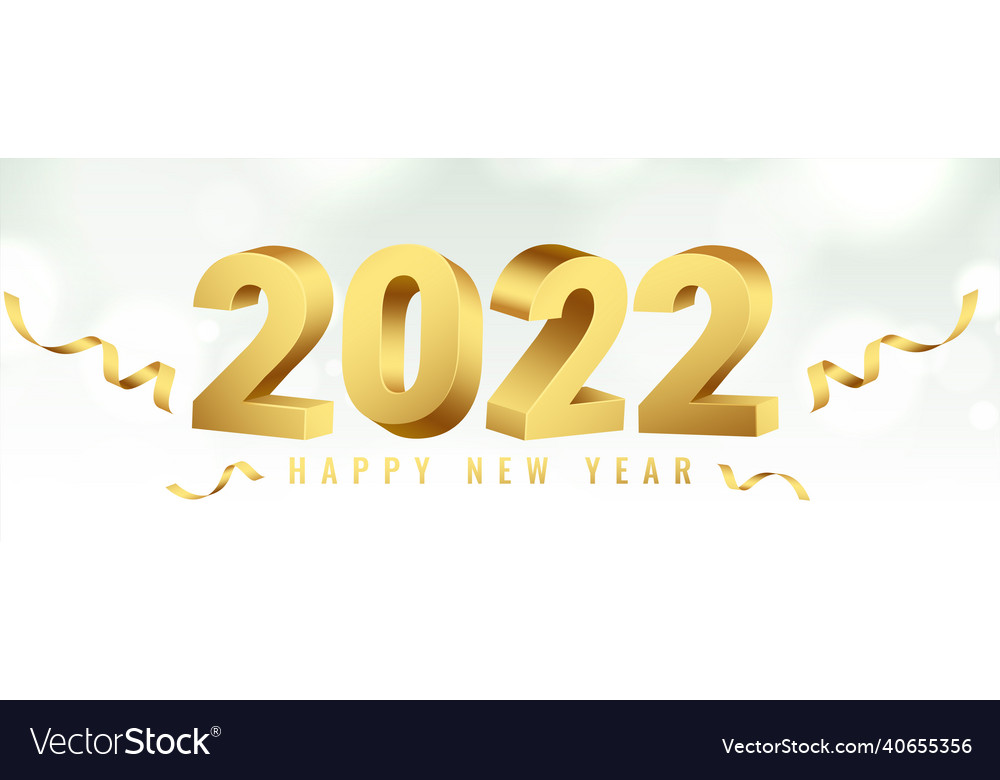 Frohes neues Jahr 2022 golden 3d text banner