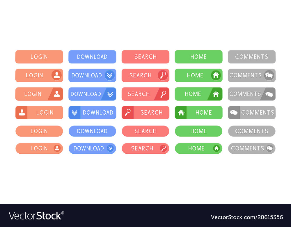 Interface menu buttons set collection of colored