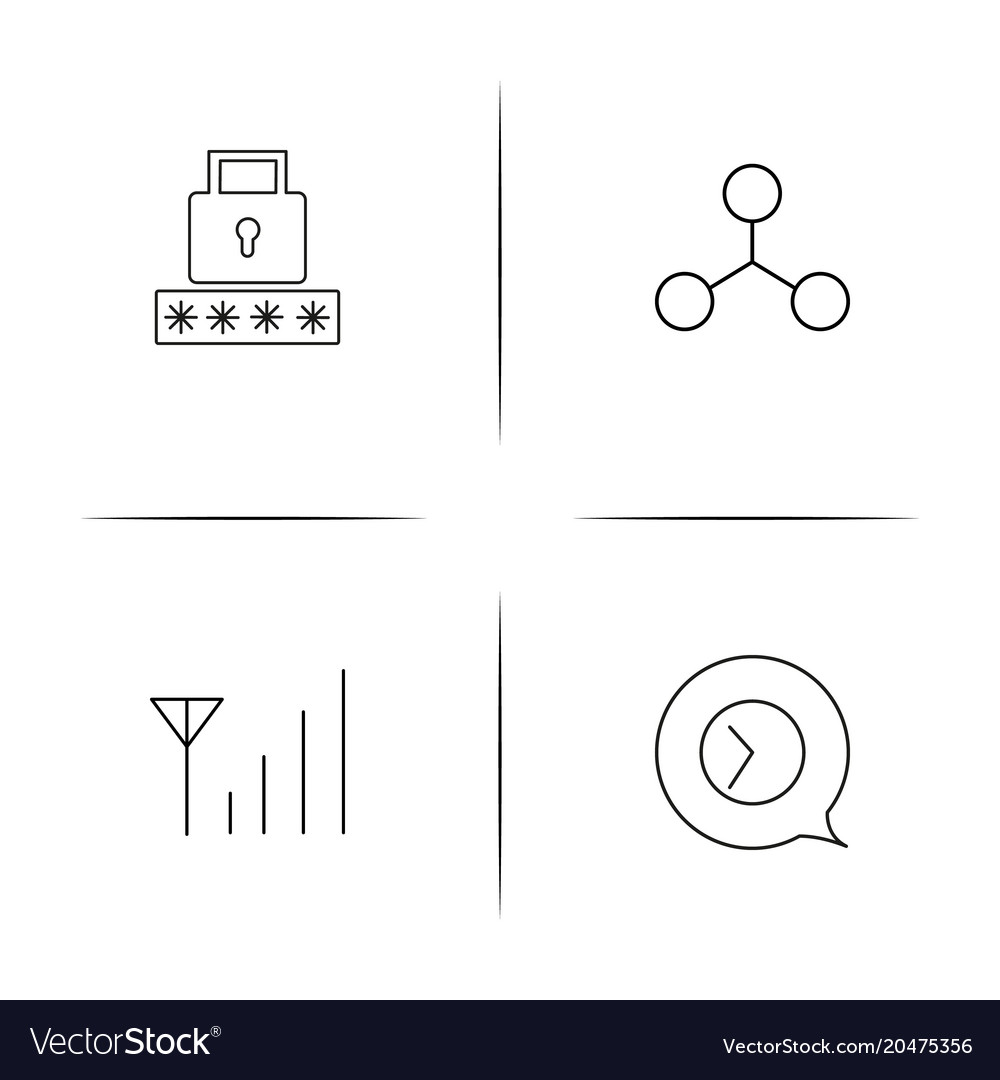 Internet security simple linear icons set