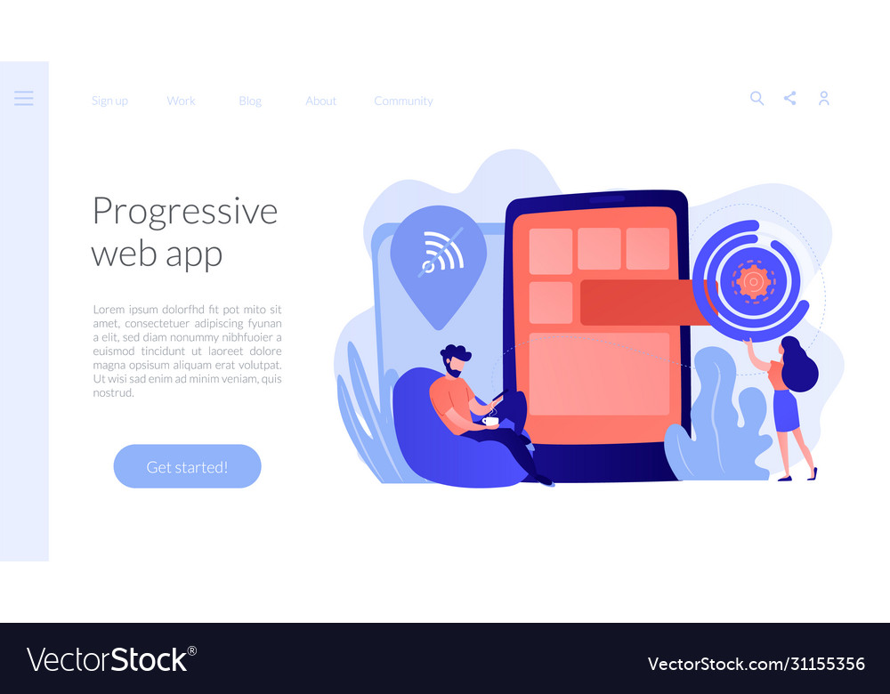 Progressive web app concept landing page vector image Progressive web app concept landing page