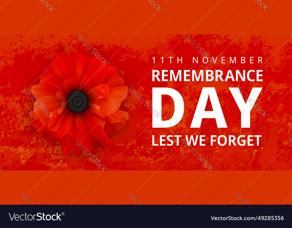 Remembrance day poster poppy flower Royalty Free Vector