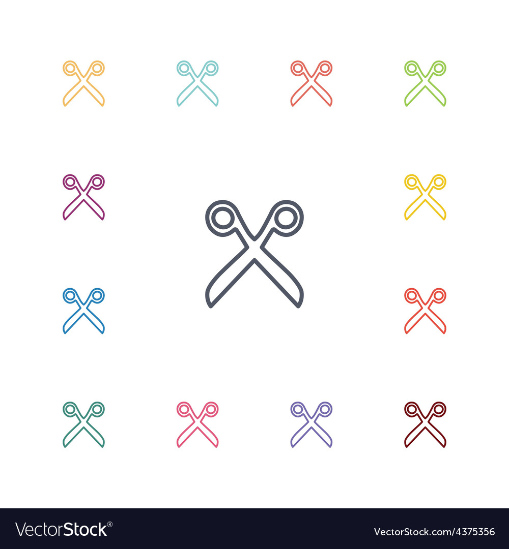Scissors flat icons set