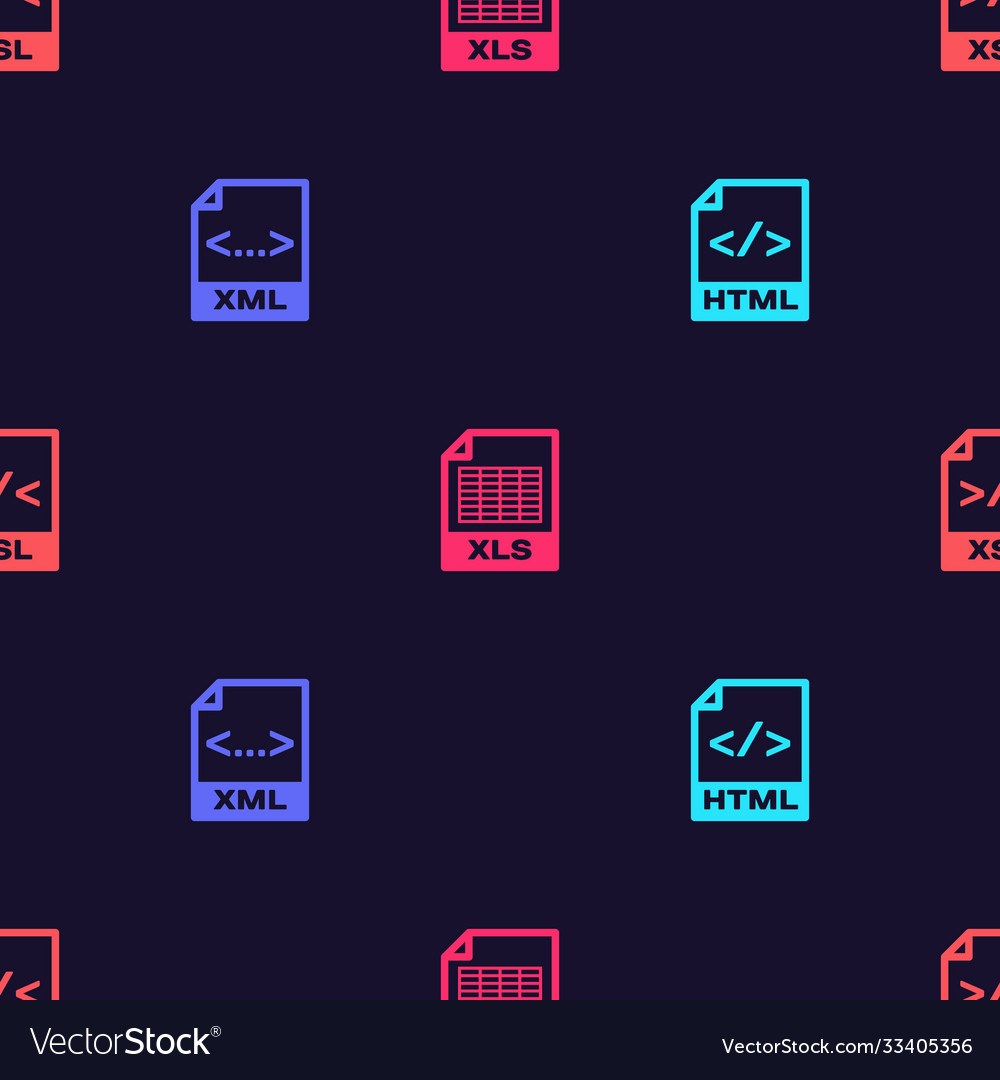 Dateidokument xml xls und xsl festlegen vector image Dateidokument xml xls und xsl festlegen
