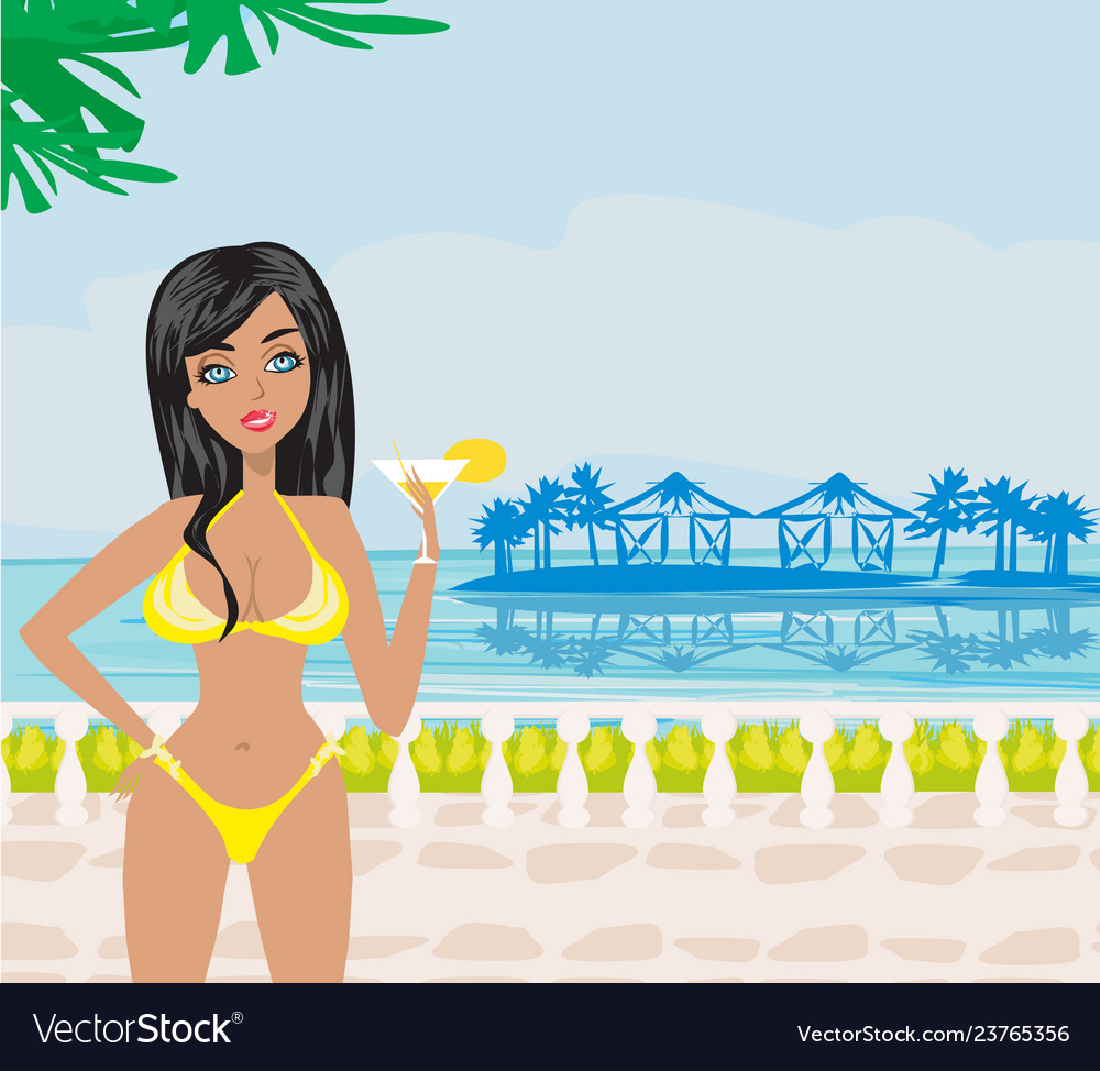 Sexy beach girl Royalty Free Vector Image - VectorStock