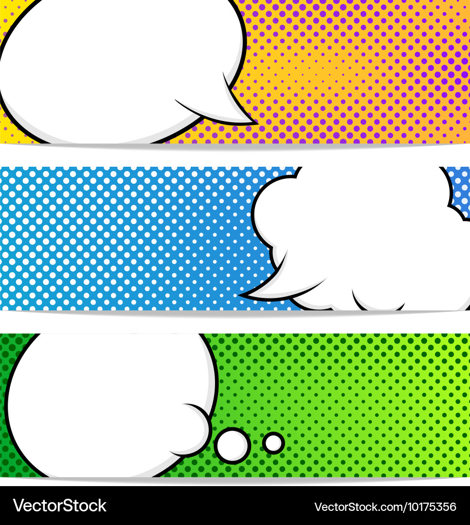 Three Pop Art Banners Template Royalty Free Vector Image