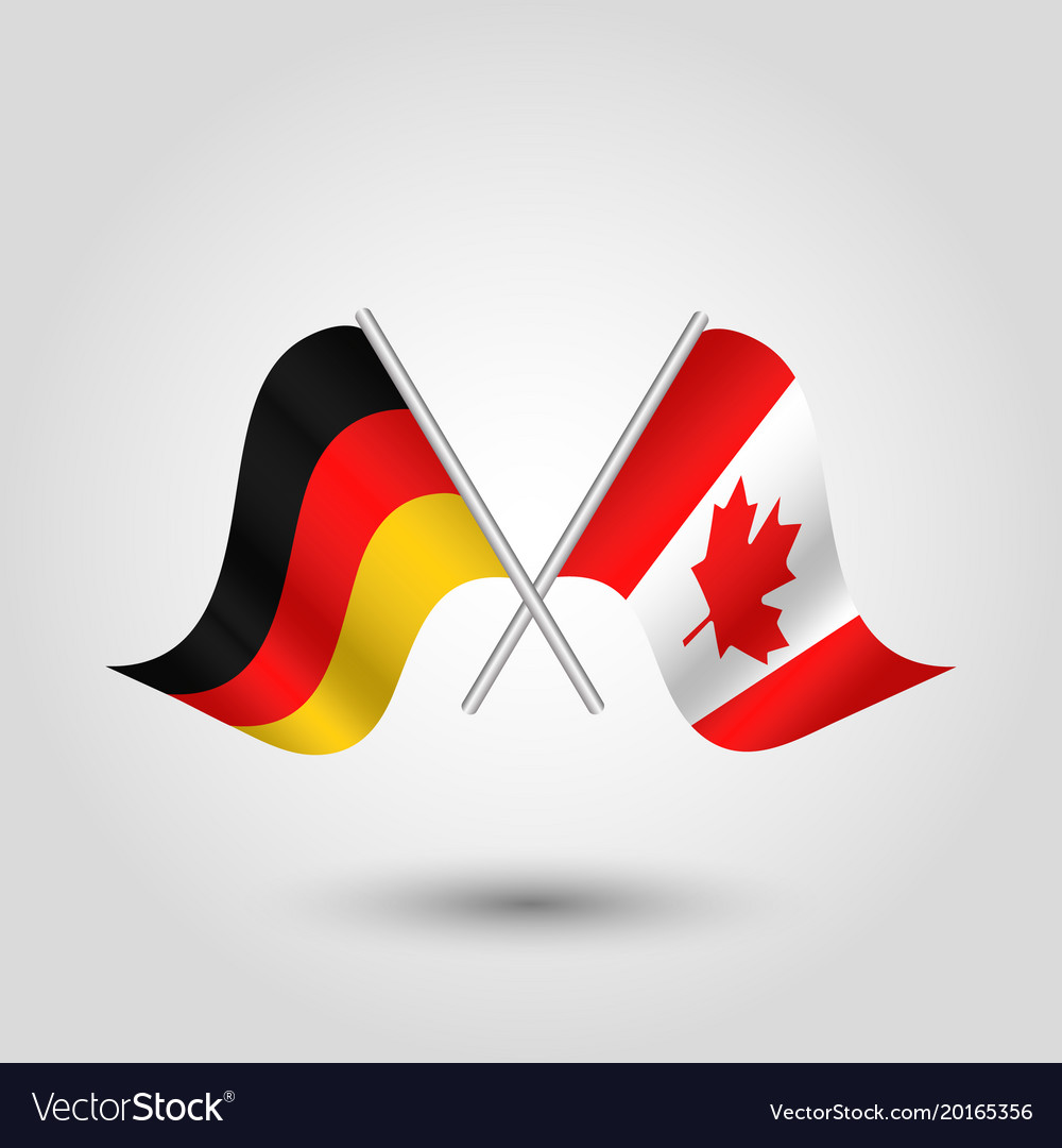 Two crossed german and canadian flags
