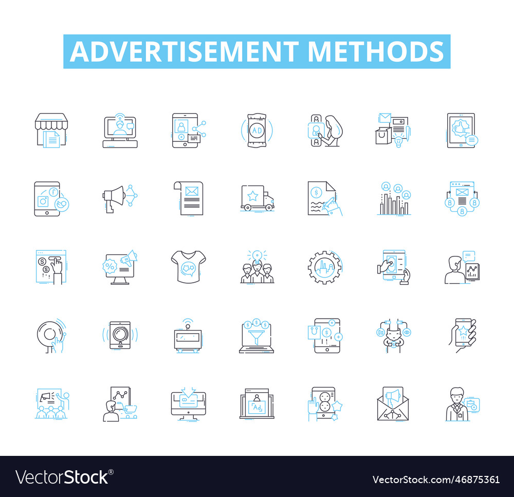 Advertisement methods linear icons set billboard