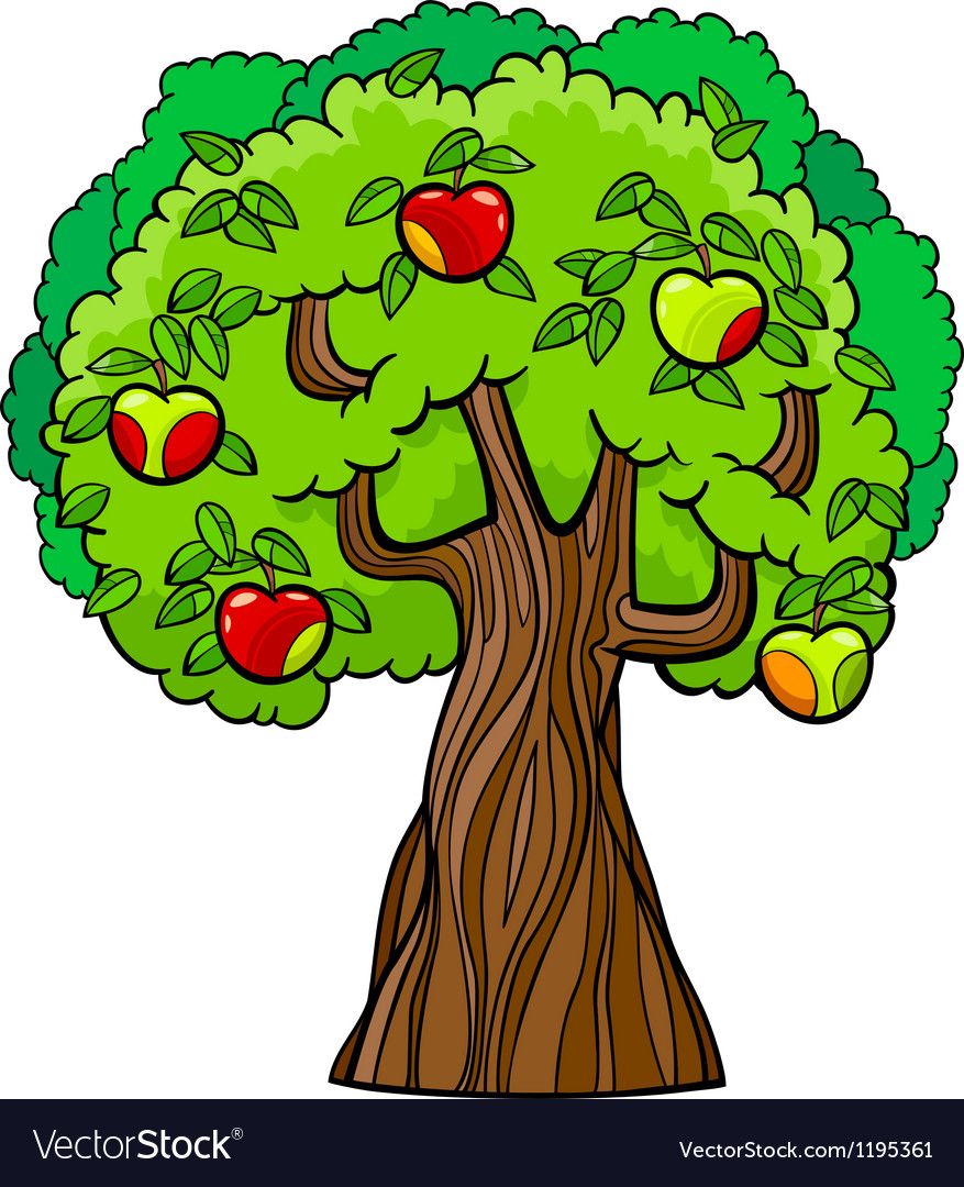 Download Apple tree cartoon Royalty Free Vector Image - VectorStock