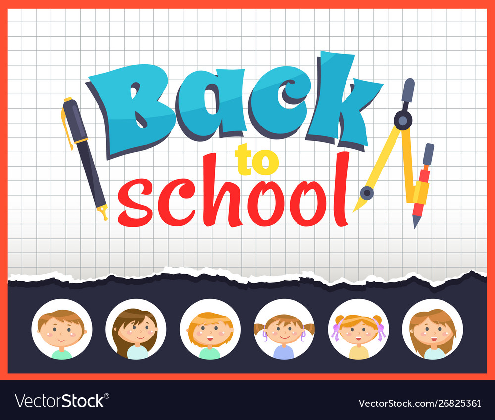 Back to school pencil and pen children icons set