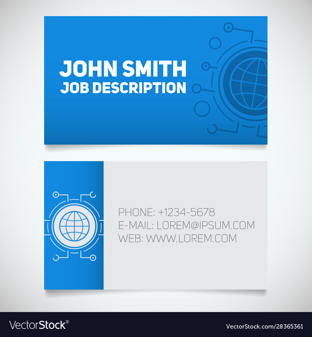 Business card print template with globe logo