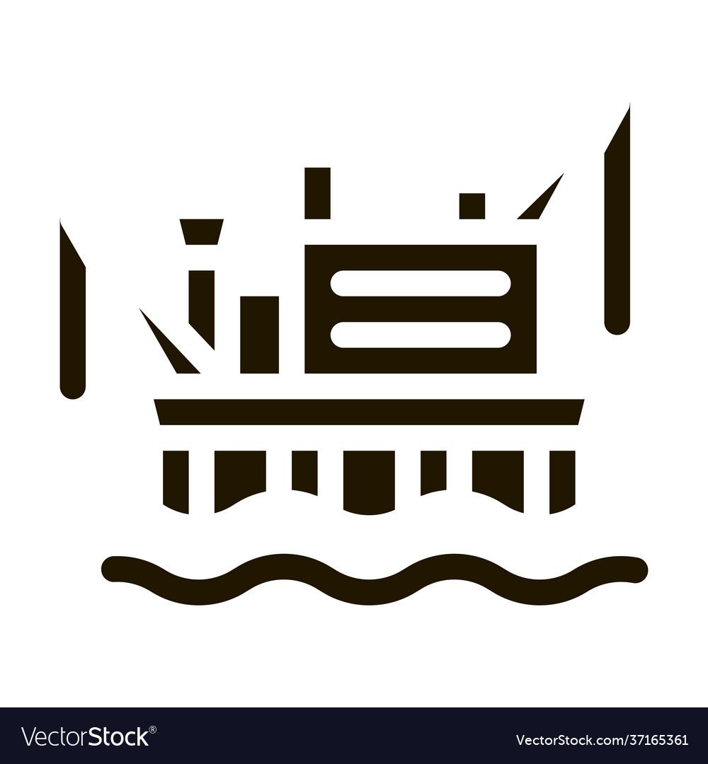 Crane on sea station icon glyph Royalty Free Vector Image