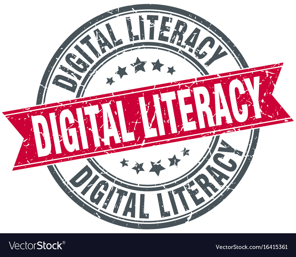 Digital literacy round grunge ribbon stamp Vector Image