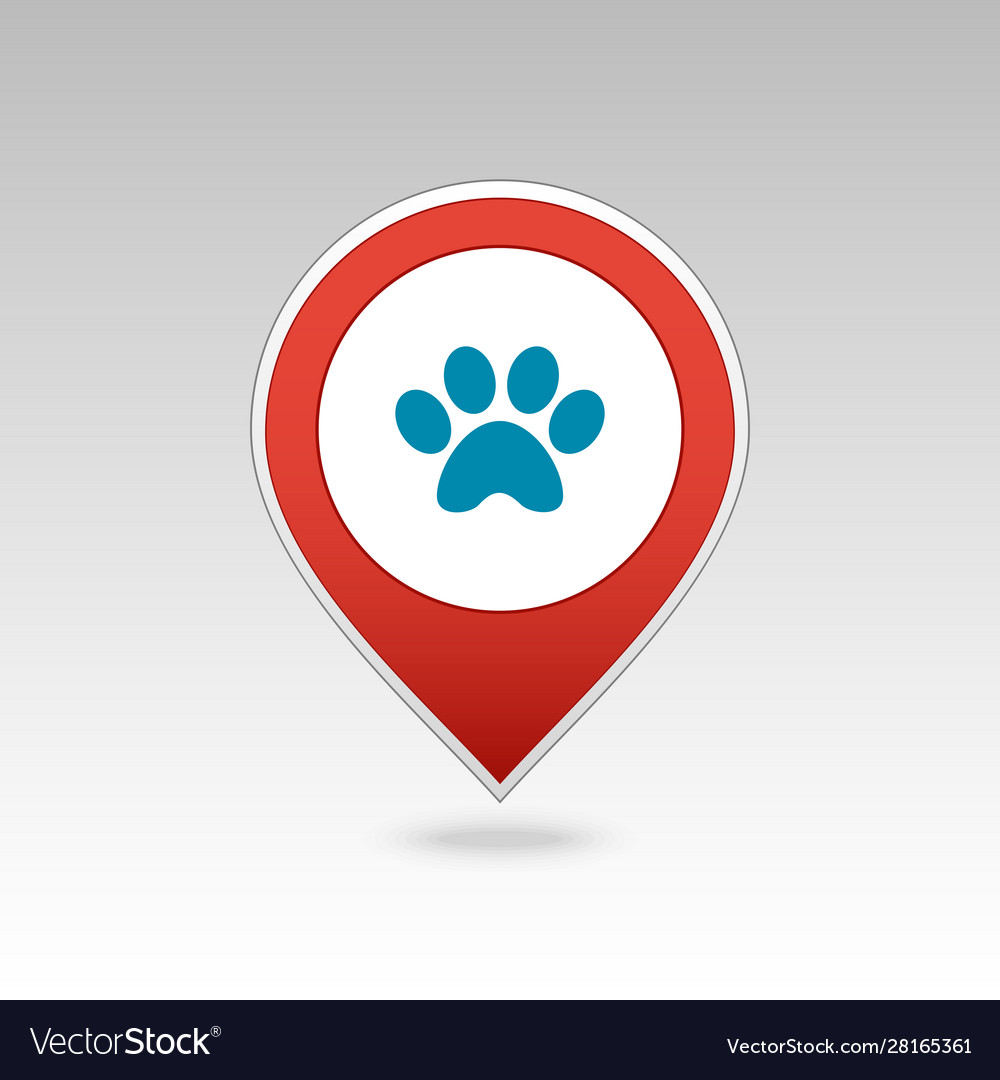Dog paw pin map icon pointer markers vector image Dog paw pin map icon pointer markers
