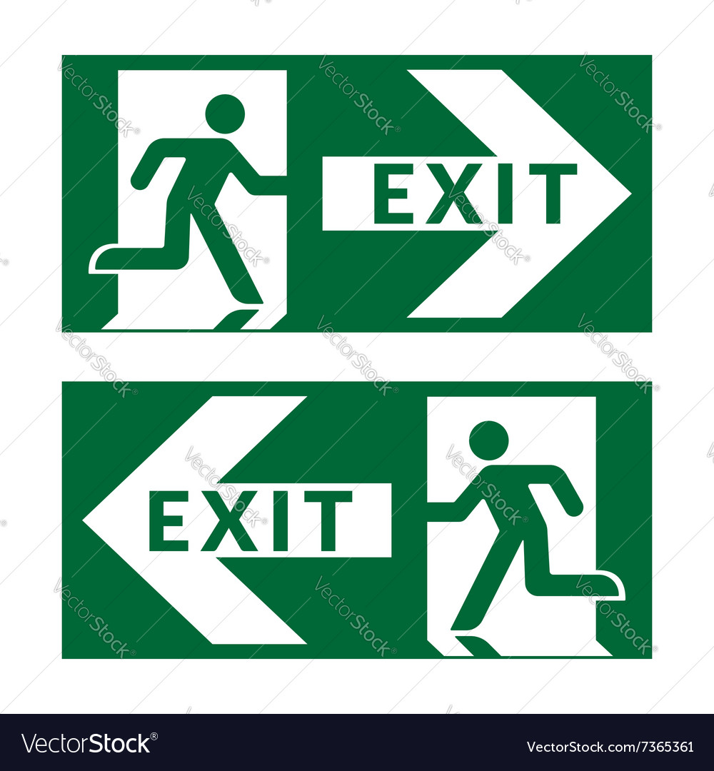 Exit sign green Royalty Free Vector Image - VectorStock