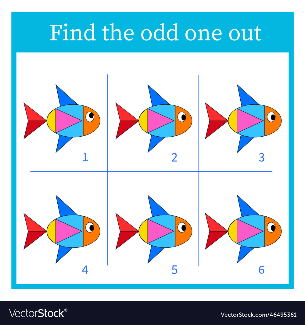Find the odd one out logic puzzle for children vector image Find the odd one out logic puzzle for children