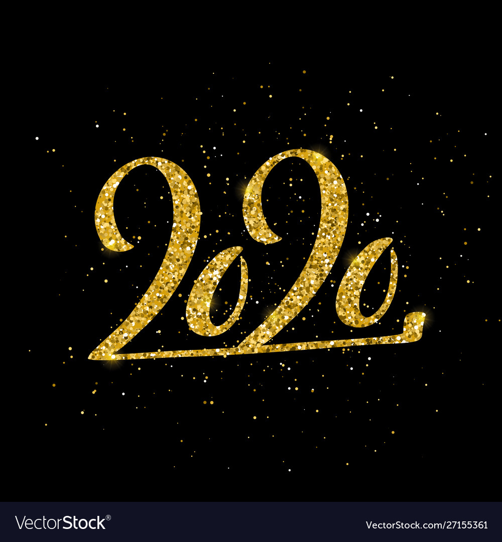 Happy new year 2020 poster with hand drawn vector image Happy new year 2020 poster with hand drawn