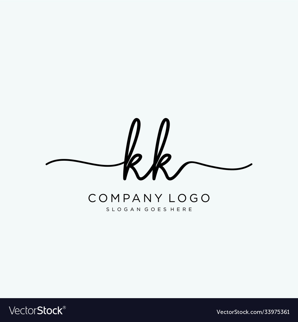 Initial kk handwriting logo with circle template