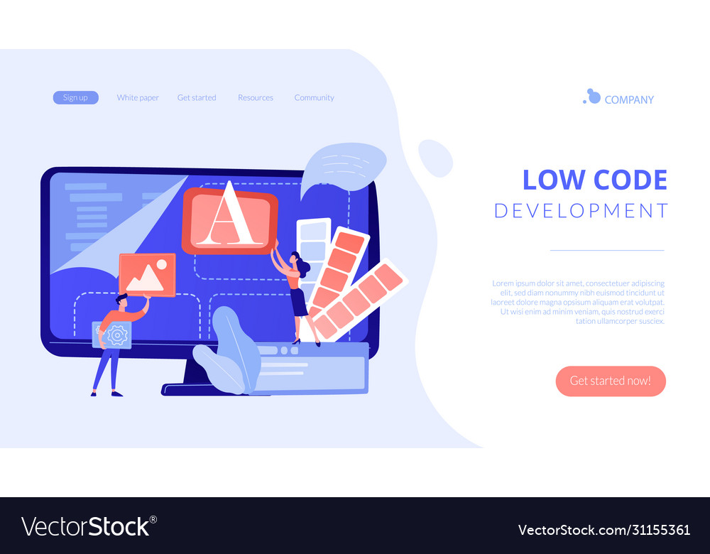 Low code development concept landing page vector image Low code development concept landing page