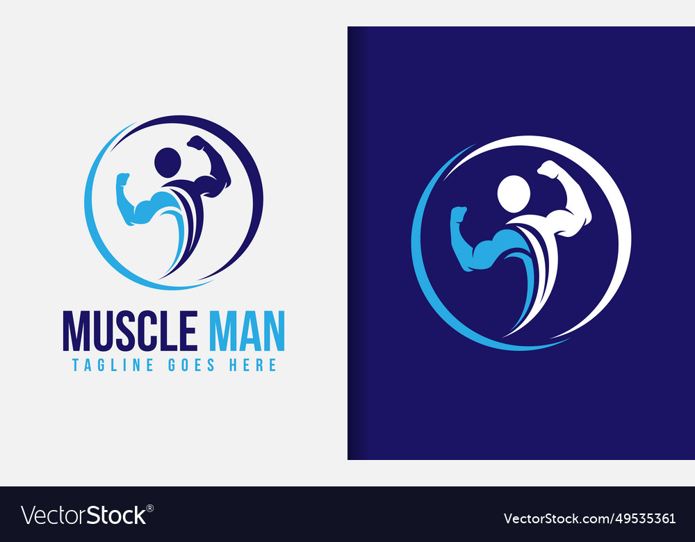 Muscle man logo design abstract muscular pose Vector Image