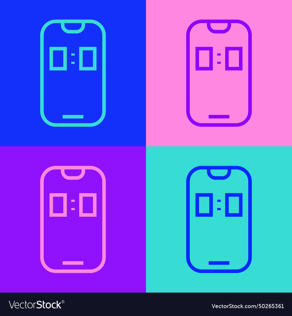 Pop art line alarm clock app smartphone interface vector image Pop art line alarm clock app smartphone interface