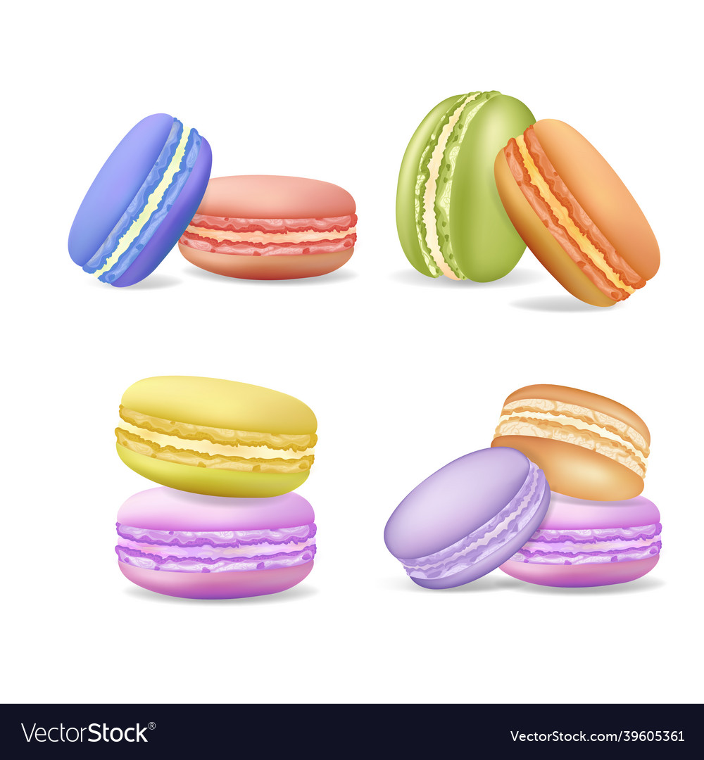 Realistic detailed 3d different taste macaroons Vector Image