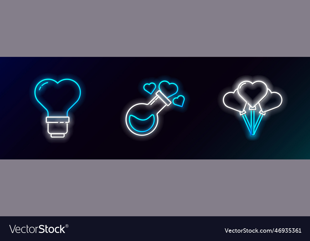 Set line balloons in form of heart shape