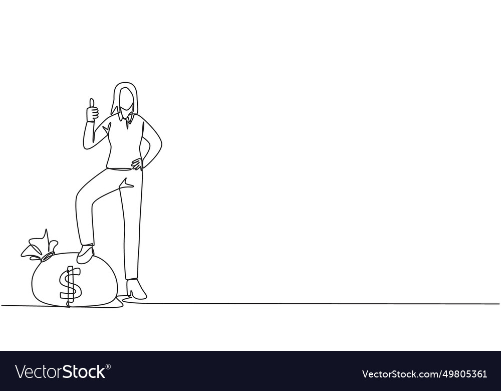 Single continuous line drawing businesswoman Vector Image