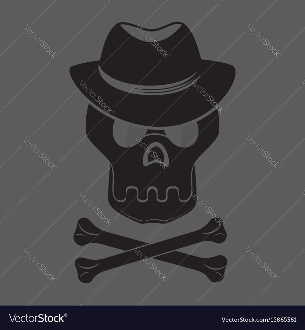 Skull and crossbones with hat glasses