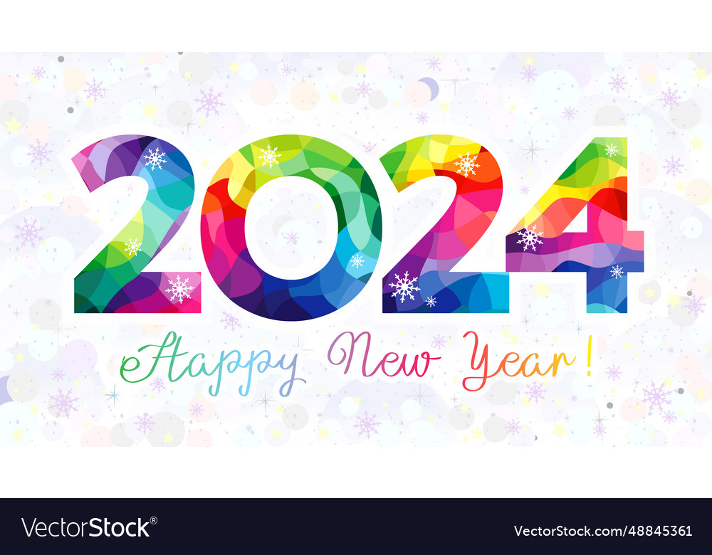 Snowy greeting postcard 2024 Royalty Free Vector Image