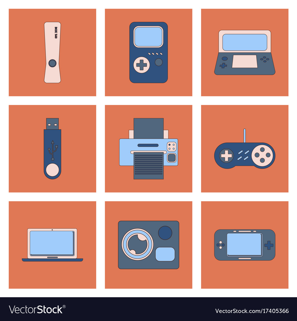 Assembly flat icon game console flash drive