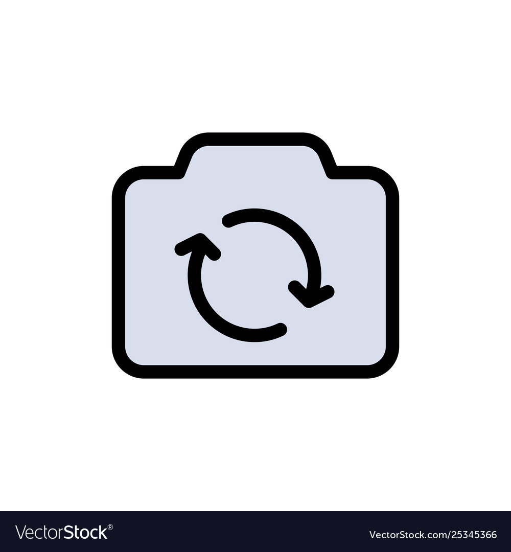 Camera refresh basic ui flat color icon vector image Camera refresh basic ui flat color icon