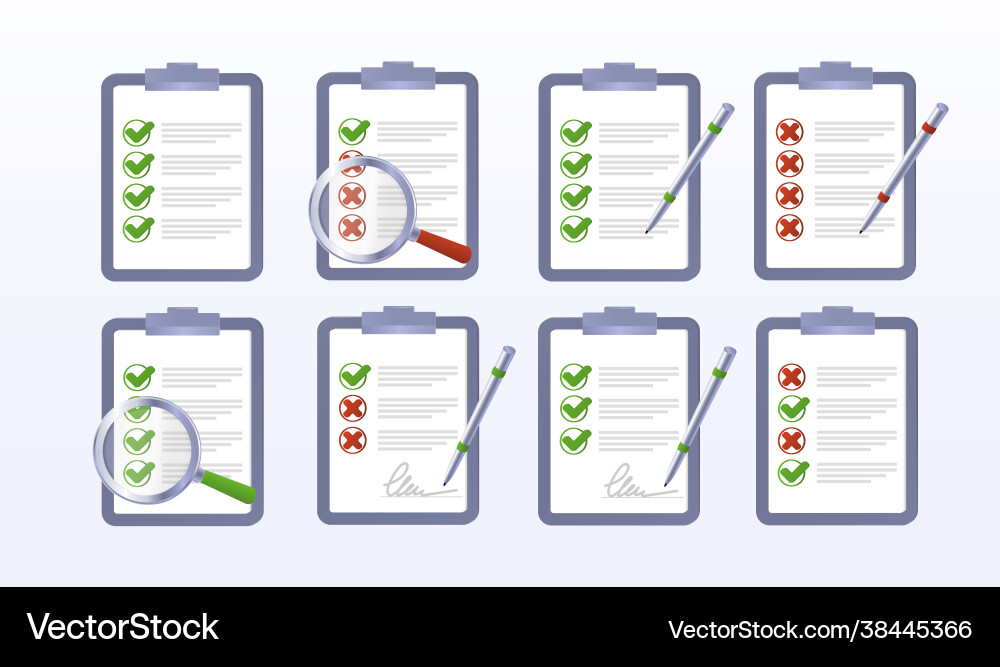Check list on tablet correct incorrect sign Vector Image