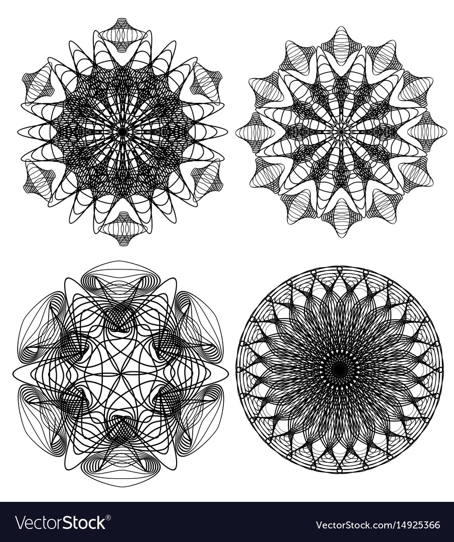 Circle lace patterns design elements in black